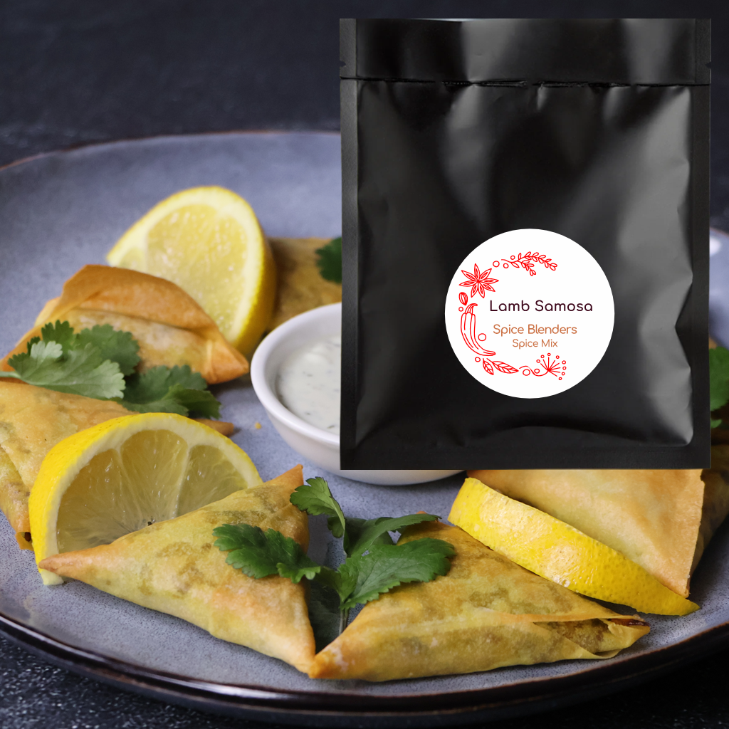 Spice mix packet and photo of prepared dish