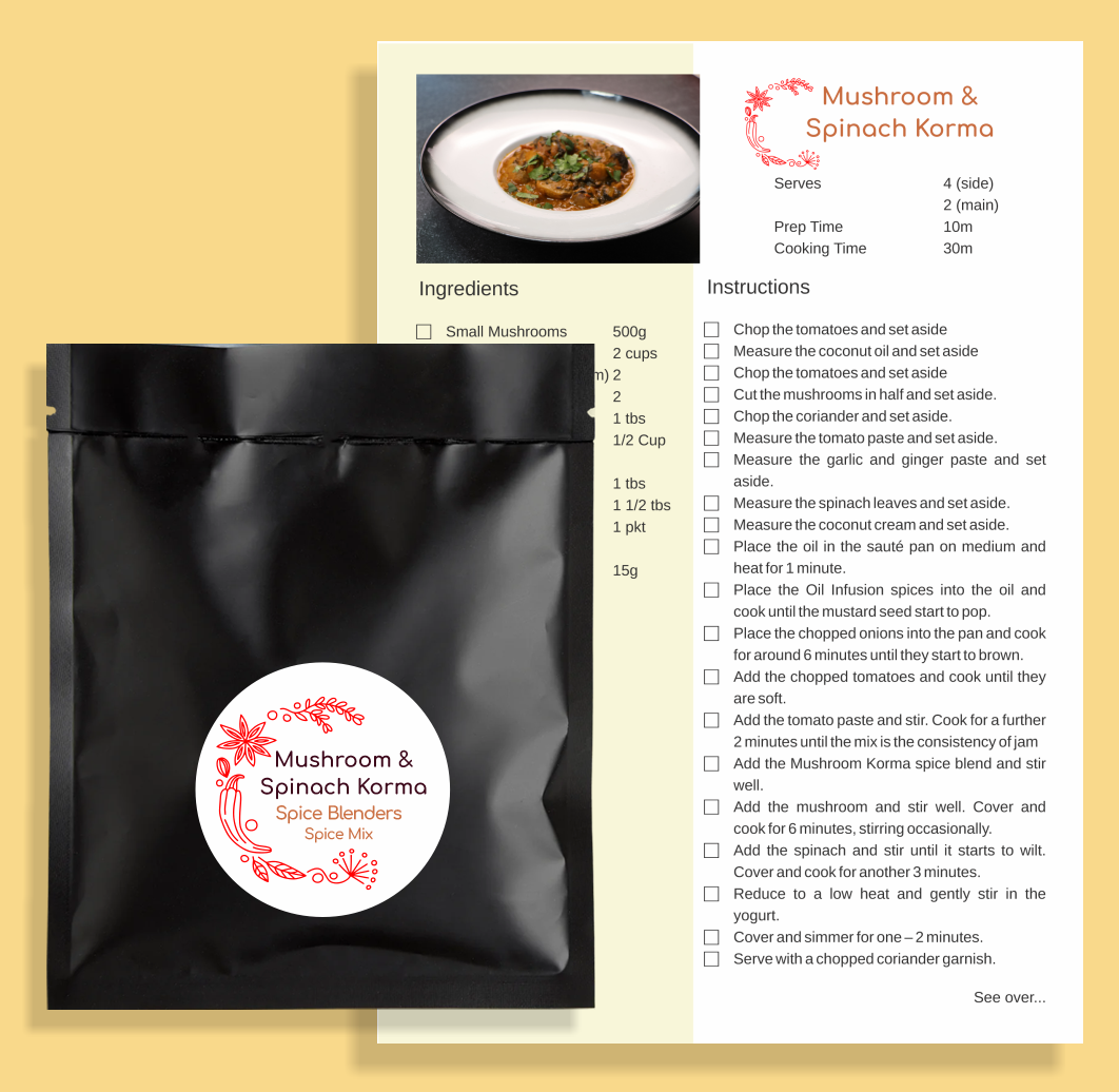 Spice mix and recipe card