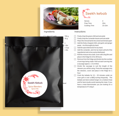 Picture of Seekh Kebab Spice mix and recipe card